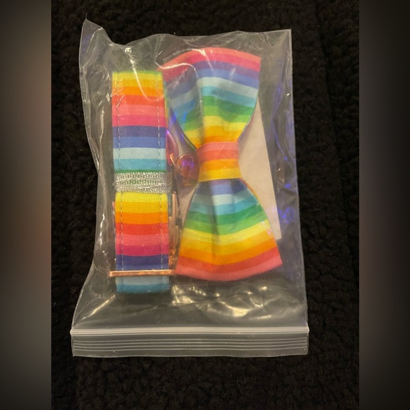 DOGWONG Rainbow Cotton Dog Collar and Bow Rainbow Pride Dog Collar large - Picture 8 of 8